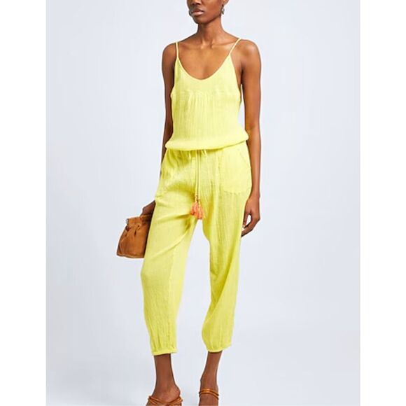 Zadig & Voltaire Coco Crepe Tassel Jumpsuit Yellow Size Small Nwt - Picture 1 of 10